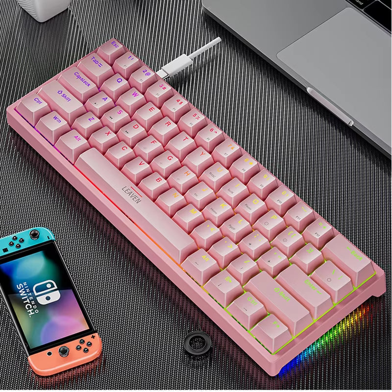 USB K620 Mini Backlit RGB Mechanical Gaming Keyboard - 60% DIY Custom PBT Keycap Hotswap for PC and Laptop