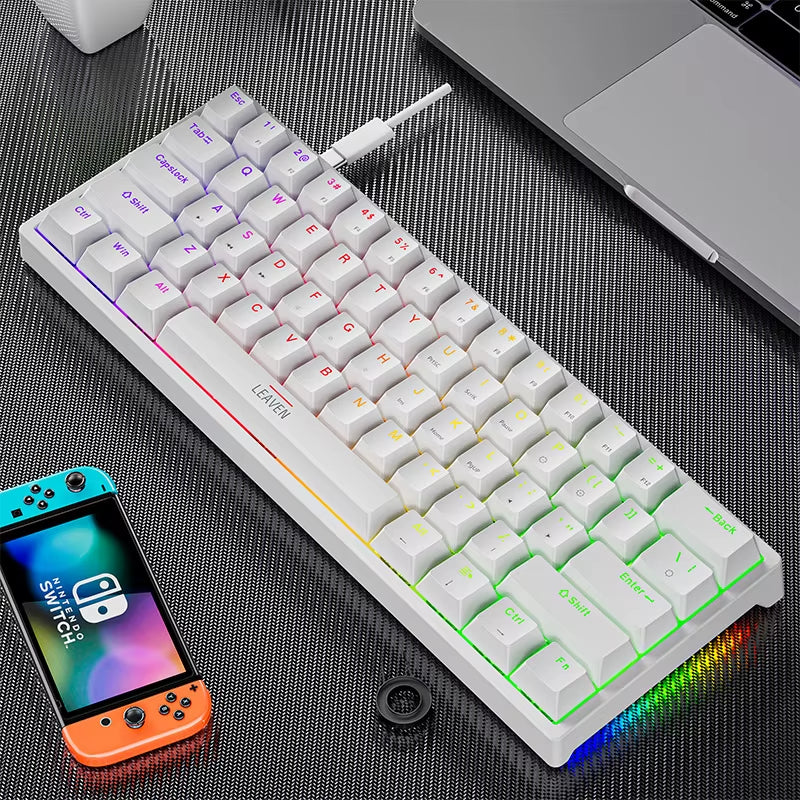 USB K620 Mini Backlit RGB Mechanical Gaming Keyboard - 60% DIY Custom PBT Keycap Hotswap for PC and Laptop