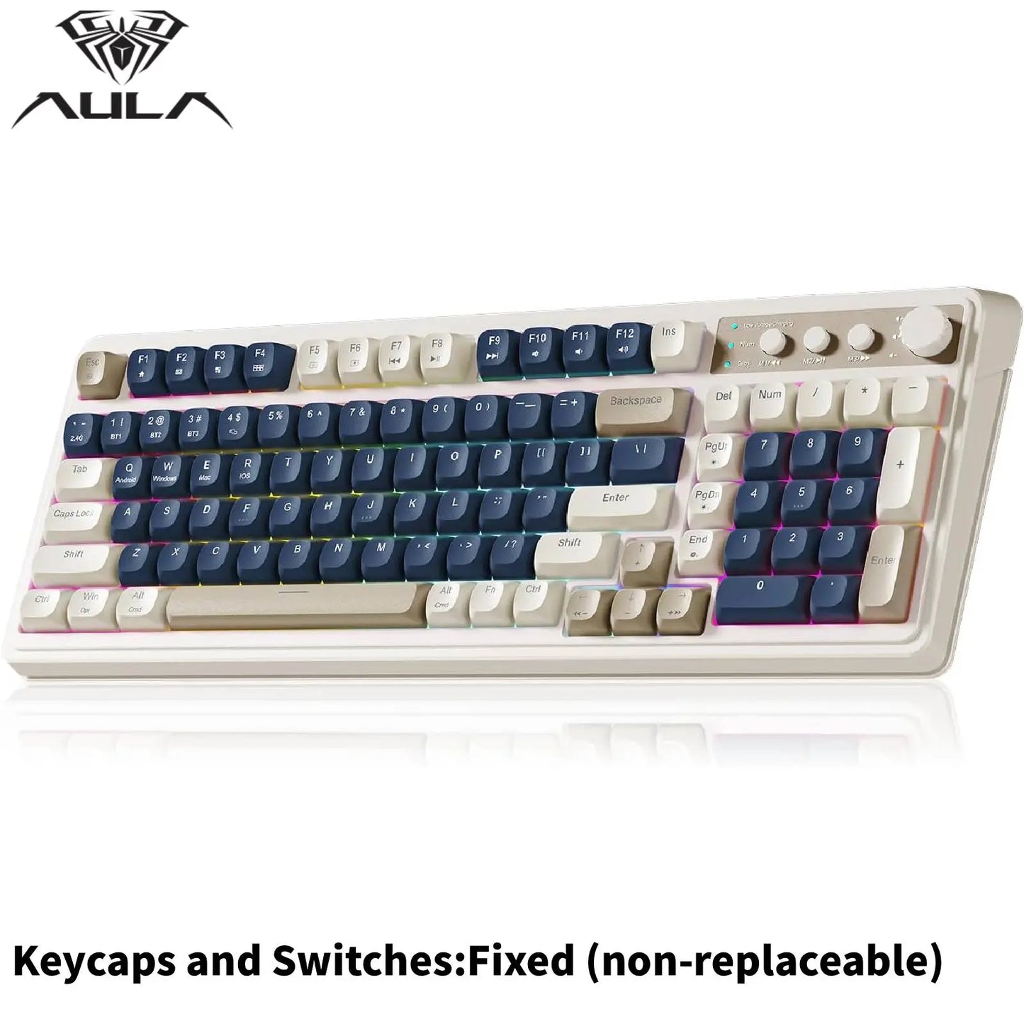 AULA S99 Membrane Keyboard, USB Charging 99 Keyboard with RGB Backlight, Ergonomic Keyboard, Comfortable Hand Gesture Keyboard, Long Endurance Keyboard, Gaming Keyboard, Computer Accessories