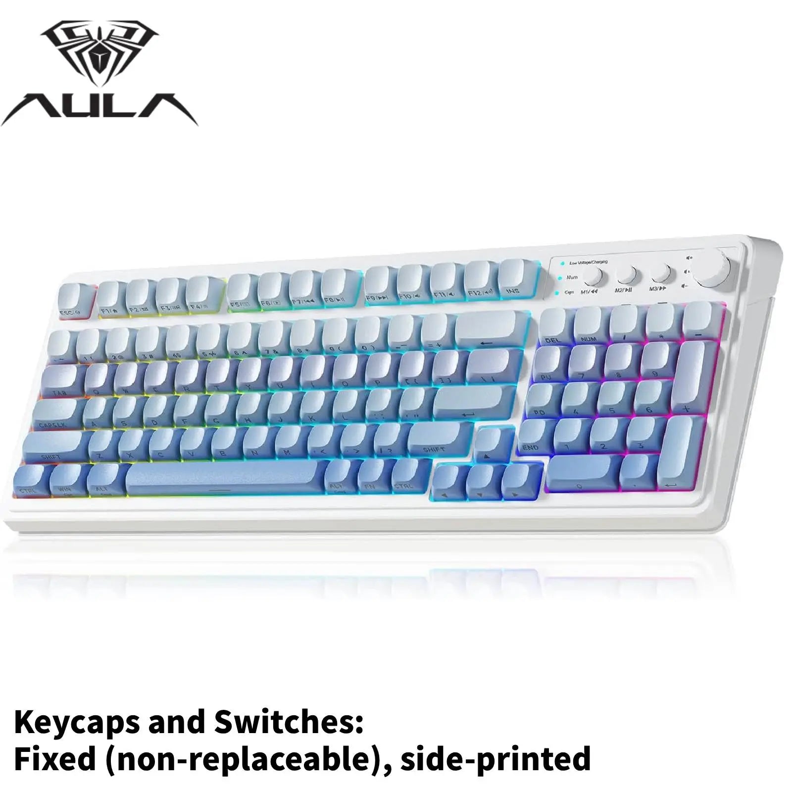 AULA S99 Membrane Keyboard, USB Charging 99 Keyboard with RGB Backlight, Ergonomic Keyboard, Comfortable Hand Gesture Keyboard, Long Endurance Keyboard, Gaming Keyboard, Computer Accessories