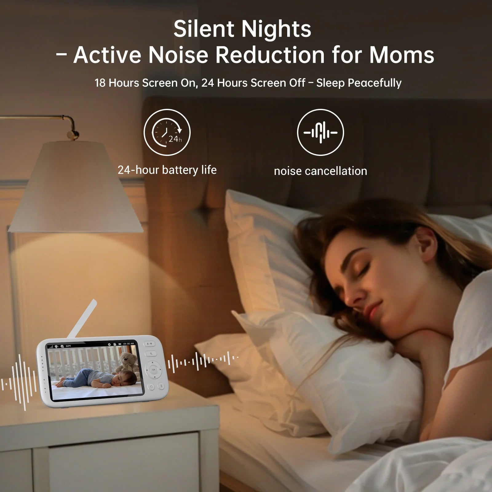 2K Video Baby Monitor with Dual Cameras, 3000Ft Long Range, No WiFi Required, 5.5" Split Display, AI Cry Detection, Infrared Night Vision, Two-Way Audio, 6000mAh Battery