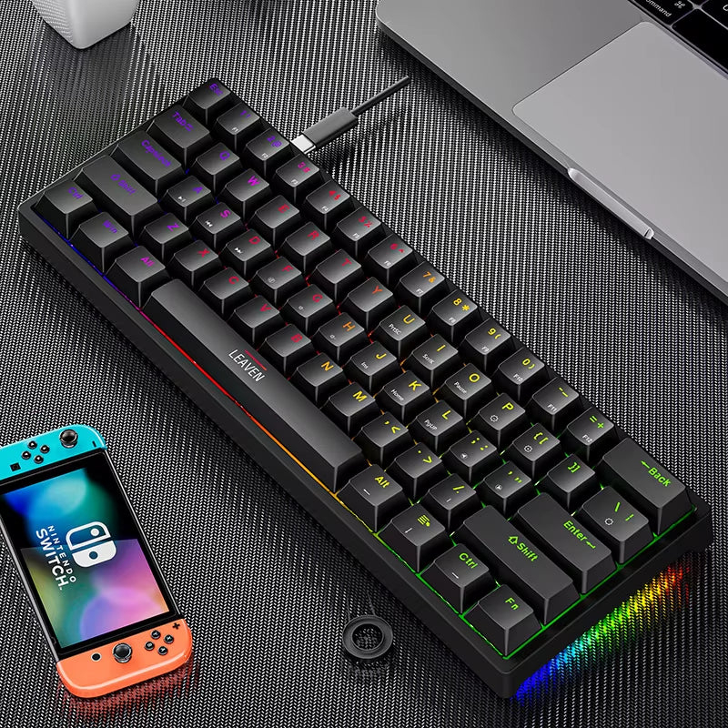 USB K620 Mini Backlit RGB Mechanical Gaming Keyboard - 60% DIY Custom PBT Keycap Hotswap for PC and Laptop