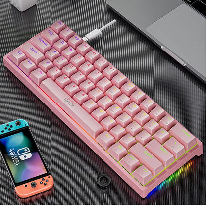 USB K620 Mini Backlit RGB Mechanical Gaming Keyboard - 60% DIY Custom PBT Keycap Hotswap for PC and Laptop