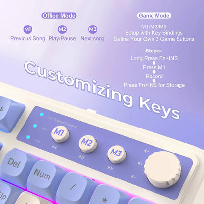 AULA S99 Membrane Keyboard, USB Charging 99 Keyboard with RGB Backlight, Ergonomic Keyboard, Comfortable Hand Gesture Keyboard, Long Endurance Keyboard, Gaming Keyboard, Computer Accessories
