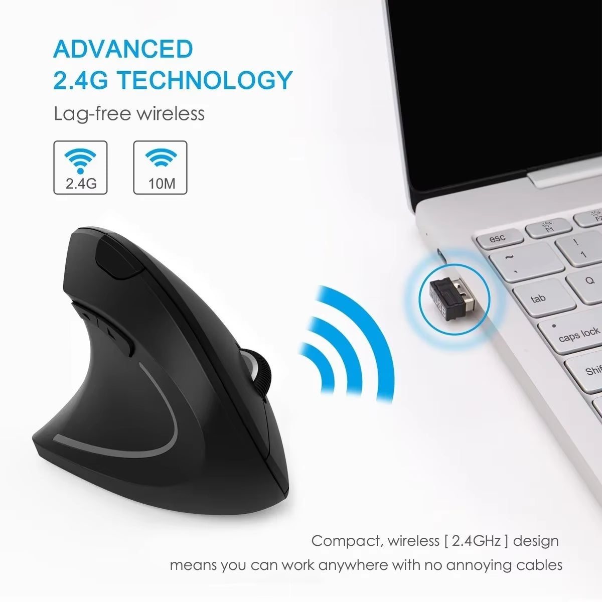 Ergonomic 2.4G Wireless Vertical Mouse for Right and Left-Handed Gamers - 6D USB Optical Mouse for Laptop and PC