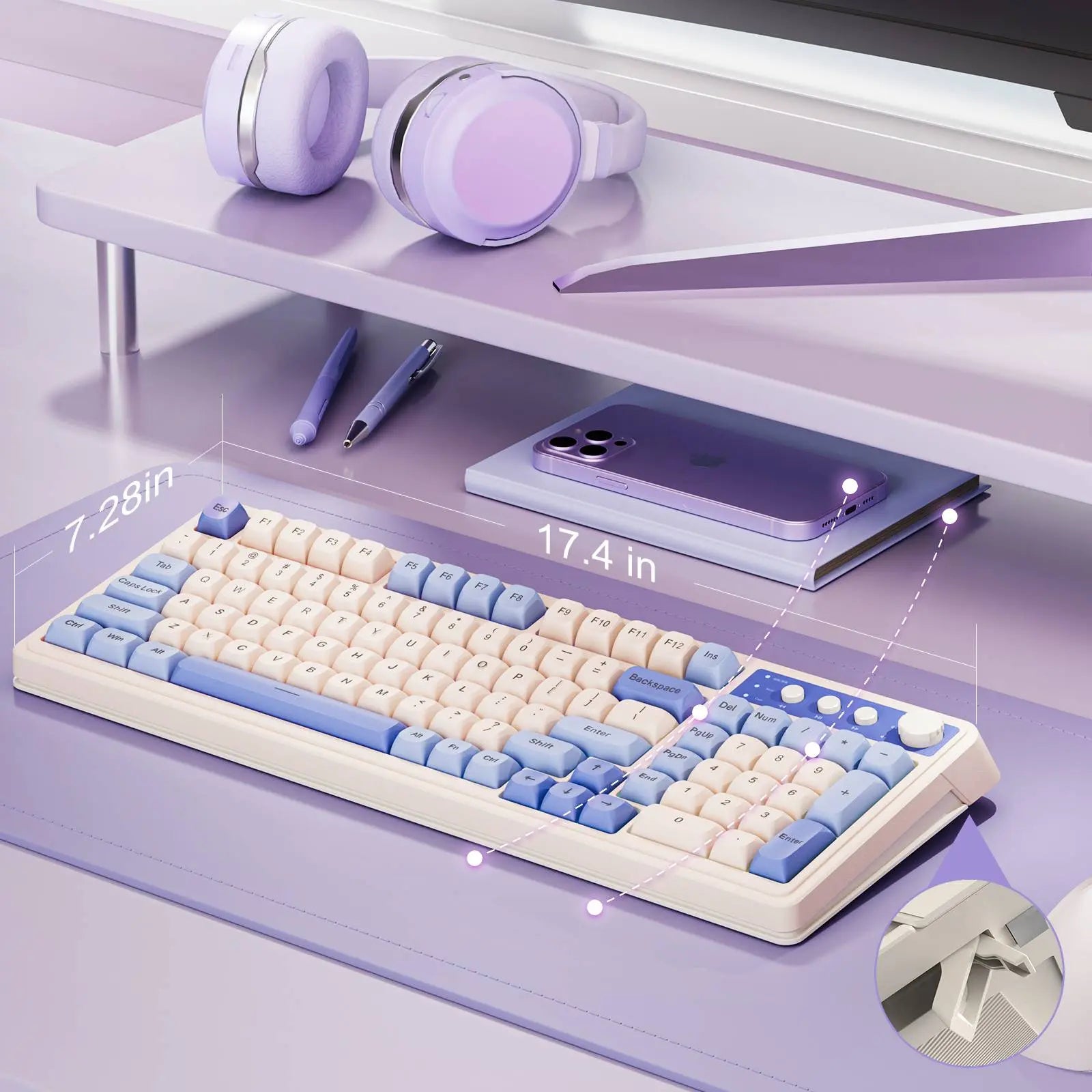 AULA S99 Membrane Keyboard, USB Charging 99 Keyboard with RGB Backlight, Ergonomic Keyboard, Comfortable Hand Gesture Keyboard, Long Endurance Keyboard, Gaming Keyboard, Computer Accessories