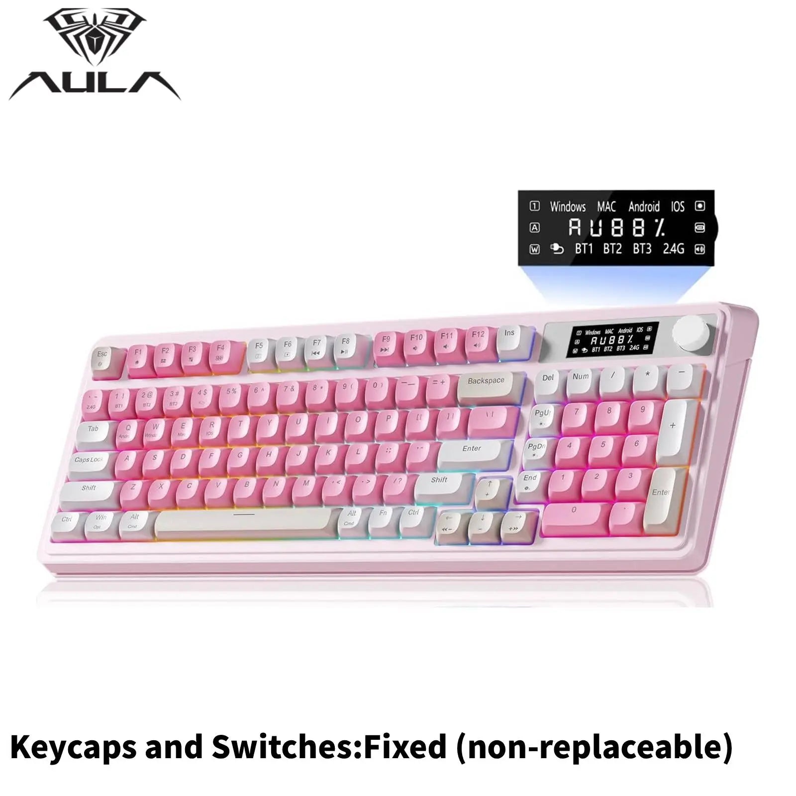 AULA S99 Membrane Keyboard, USB Charging 99 Keyboard with RGB Backlight, Ergonomic Keyboard, Comfortable Hand Gesture Keyboard, Long Endurance Keyboard, Gaming Keyboard, Computer Accessories