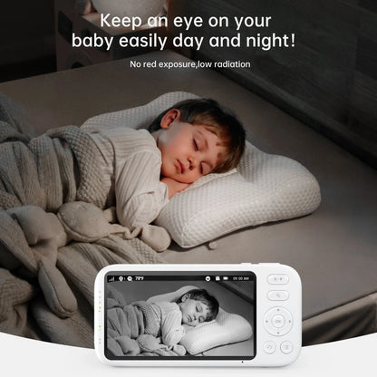 2K Video Baby Monitor with Dual Cameras, 3000Ft Long Range, No WiFi Required, 5.5" Split Display, AI Cry Detection, Infrared Night Vision, Two-Way Audio, 6000mAh Battery