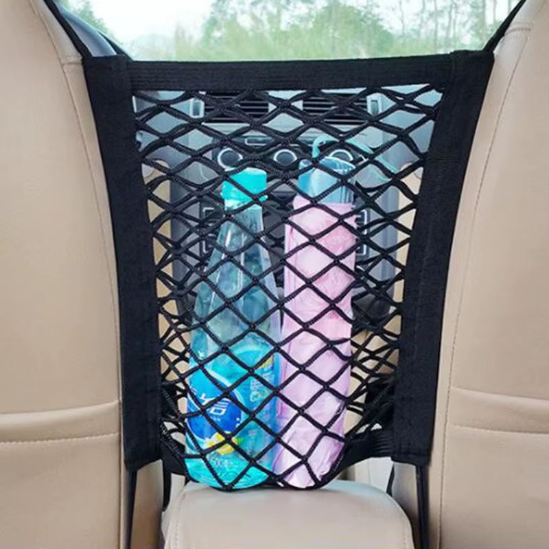 Car Storage Net Bag - Elastic Mesh Organizer for Vehicle Seat Divider and Pet Barrier