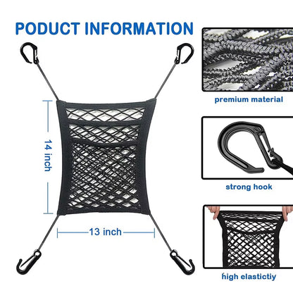 Car Storage Net Bag - Elastic Mesh Organizer for Vehicle Seat Divider and Pet Barrier