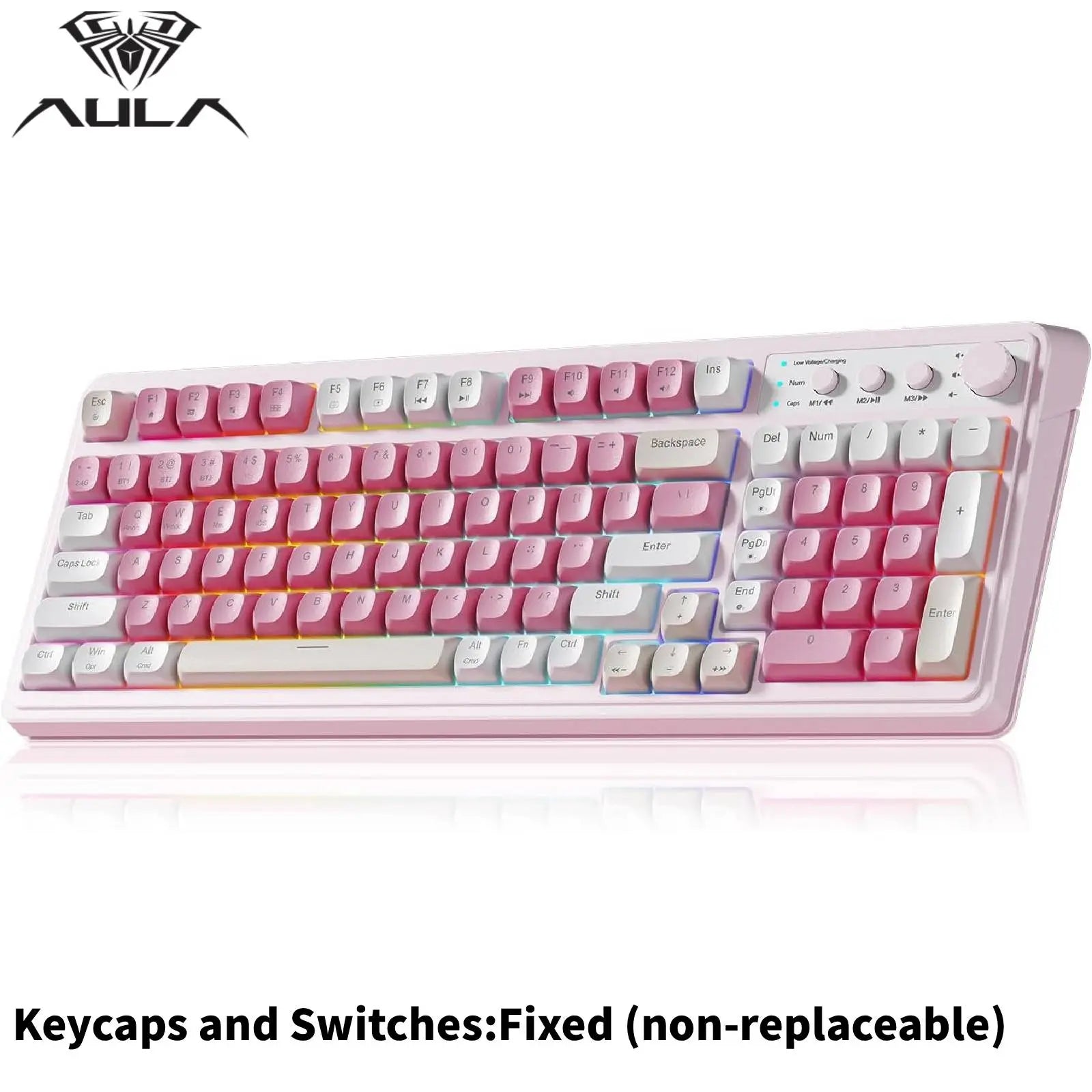 AULA S99 Membrane Keyboard, USB Charging 99 Keyboard with RGB Backlight, Ergonomic Keyboard, Comfortable Hand Gesture Keyboard, Long Endurance Keyboard, Gaming Keyboard, Computer Accessories