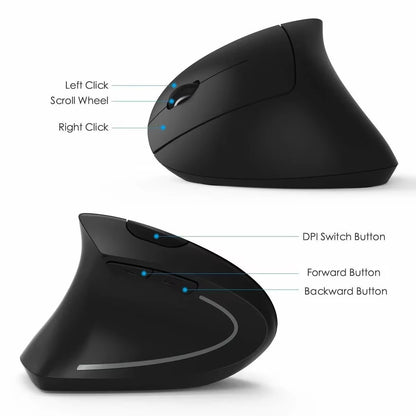 Ergonomic 2.4G Wireless Vertical Mouse for Right and Left-Handed Gamers - 6D USB Optical Mouse for Laptop and PC