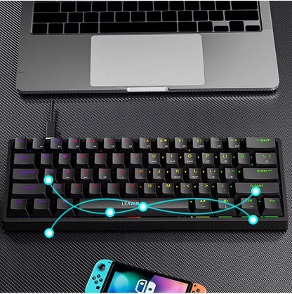 USB K620 Mini Backlit RGB Mechanical Gaming Keyboard - 60% DIY Custom PBT Keycap Hotswap for PC and Laptop