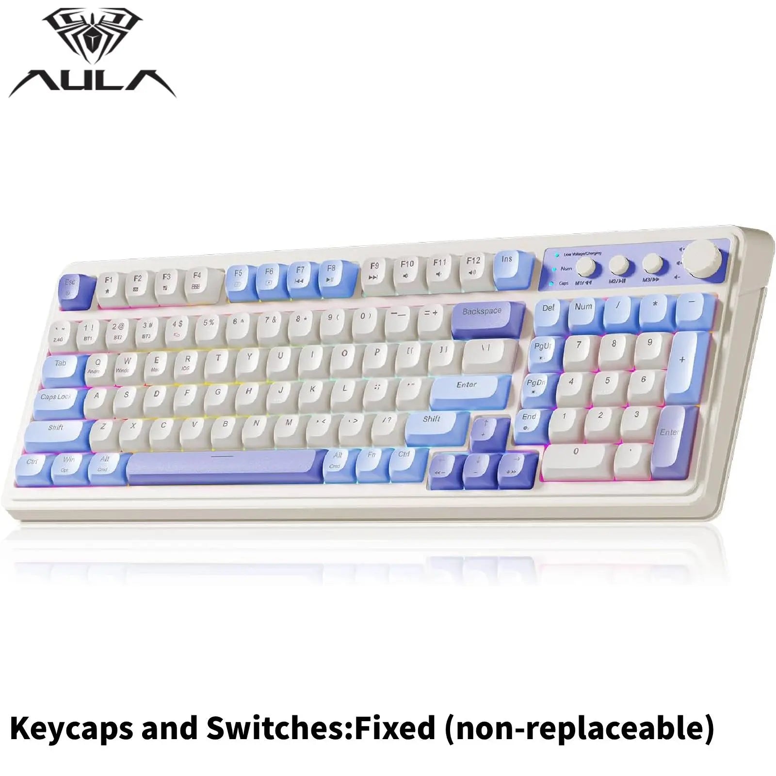 AULA S99 Membrane Keyboard, USB Charging 99 Keyboard with RGB Backlight, Ergonomic Keyboard, Comfortable Hand Gesture Keyboard, Long Endurance Keyboard, Gaming Keyboard, Computer Accessories